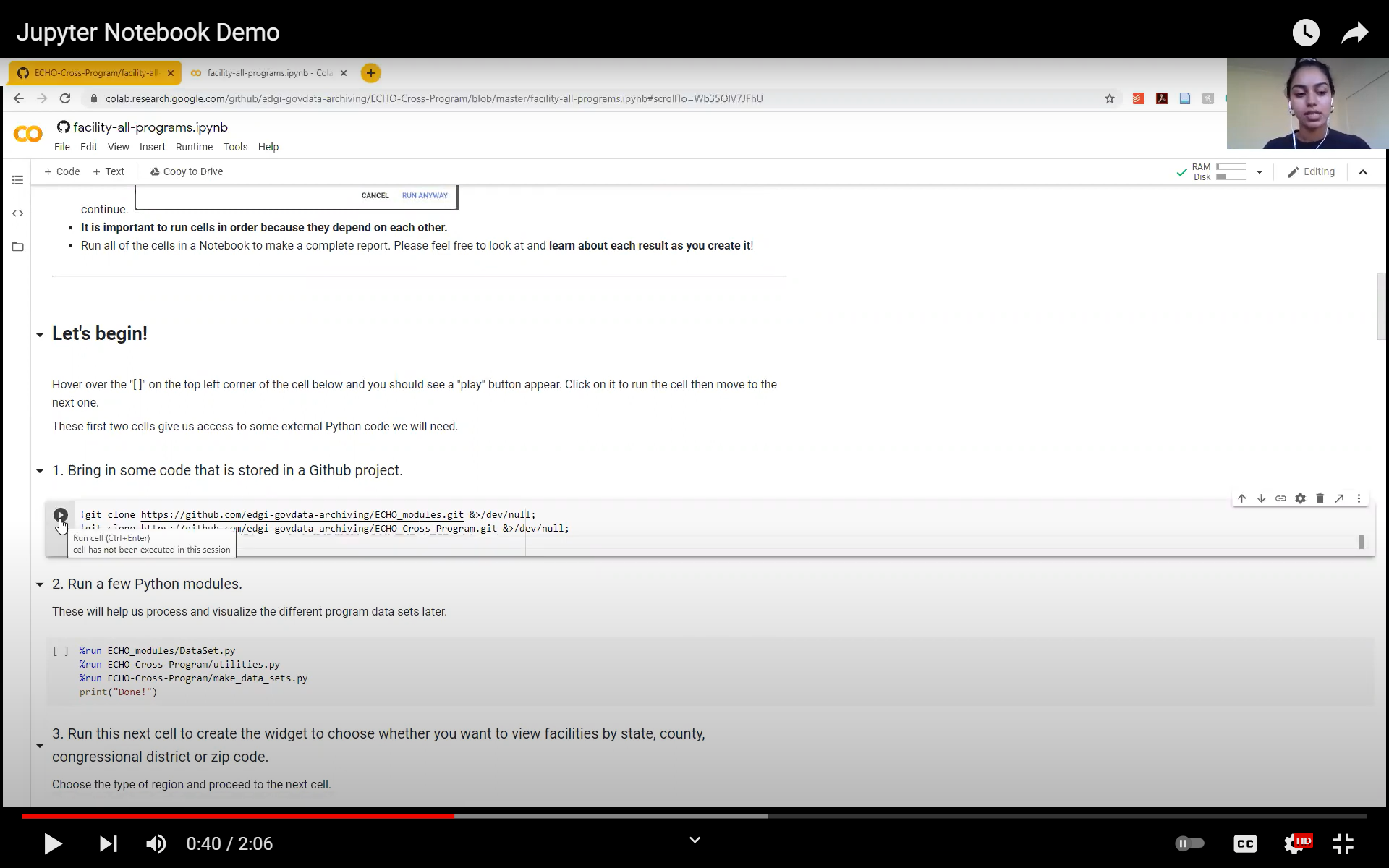 A video explaining how to run a Jupyter Notebook.
